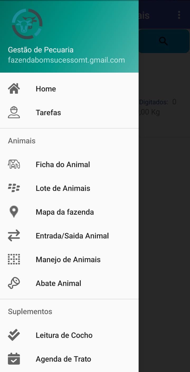 Tela do aplicativo Gespec